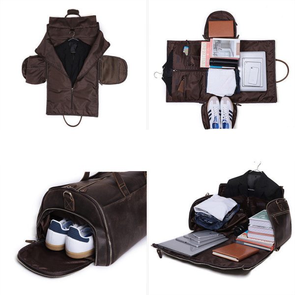 Crazy Horse Leather Retro Duffel Bag - Image 5