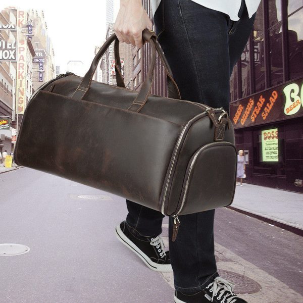 Crazy Horse Leather Retro Duffel Bag - Image 3