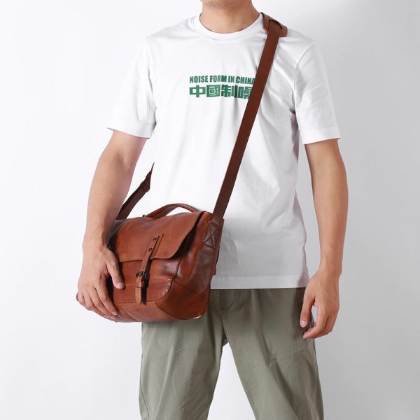 Top Layer Cowhide Messenger Bag - Image 6